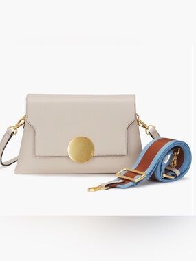 Oryany Lottie Flap Leather Crossbody Bag with removable Striped Strap